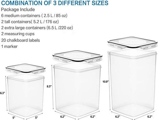 Large Tall Airtight Food Storage Containers, 10 PACK Containers Set