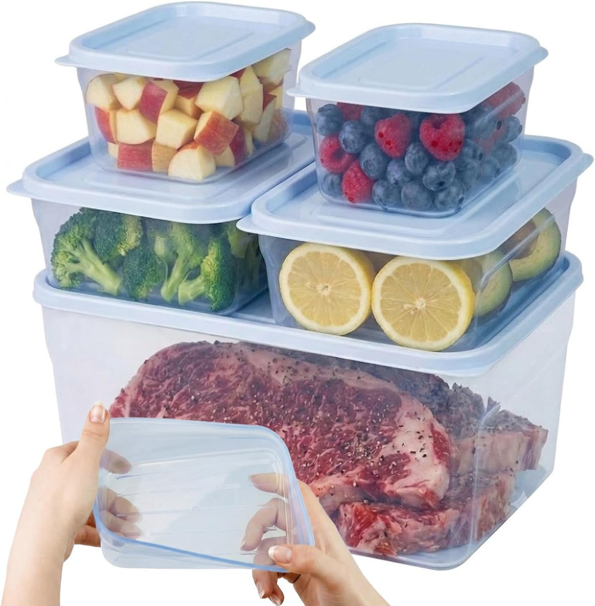 Flexible Freezer Storage Containers with lids, 5.5cup Blue