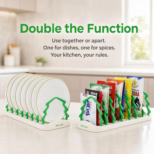 2 Pack Adjustable Plate Organizer for Cabinet, Vertical Dish Organizer