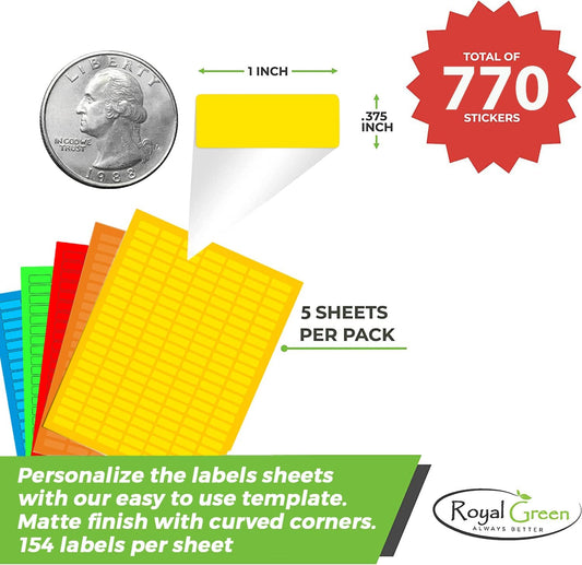 Printable Rectangle Labels, 1 x 0.375 Inch - 1138 Pack | White printable labels for inkjet & laser printers. Template included.