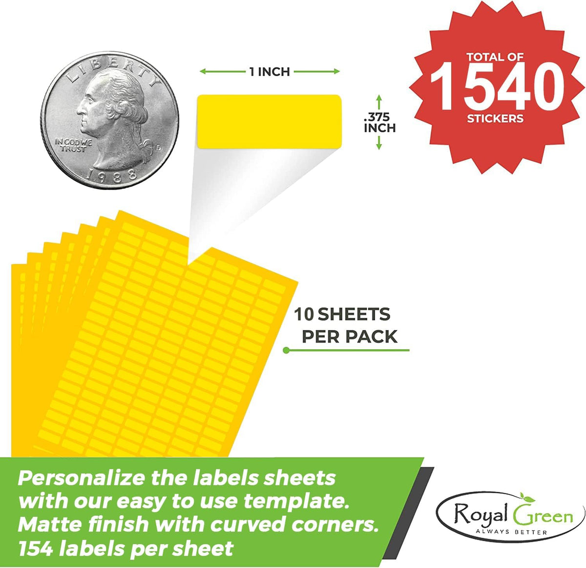 Printable Rectangle Labels, 1 x 0.375 Inch - 1138 Pack | White printable labels for inkjet & laser printers. Template included.