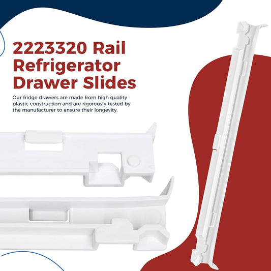 WP2223320 Refrigerator Drawer Slide Rail fit for Whirlpool Kenm0re 2223320 Pan Slide Replacement Part Exactly fit for GD5R, GD5S, GD5Y, 10655216400