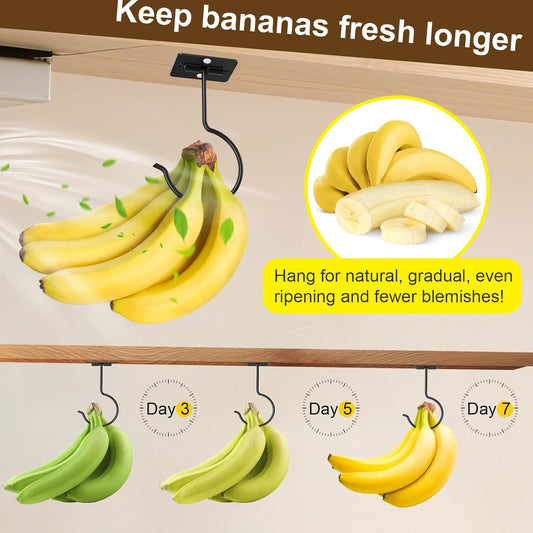 2 Pcs Banana Hook, Under Cabinet Foldable Banana Hanger