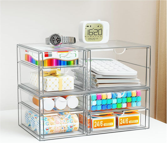 Acrylic Makeup Organizer with 19 Drawers,Storage Drawer Organizer | Bathroom Organizers and Storage for Palettes, Cosmetic, and Beauty Supplies, Desk Organization