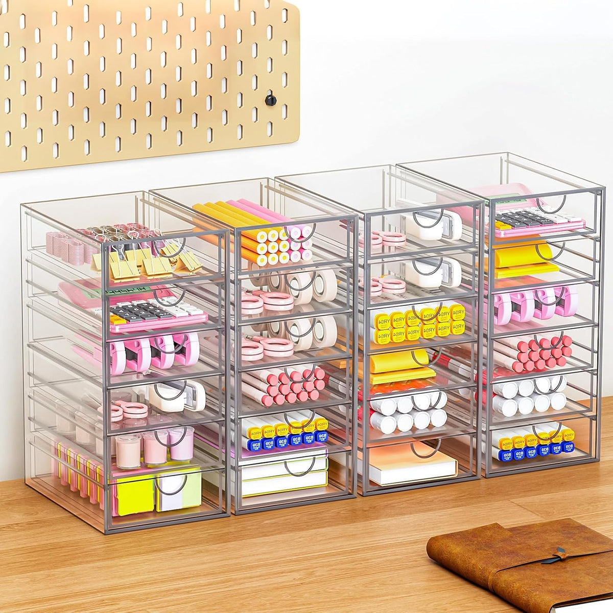 Acrylic Makeup Organizer with 19 Drawers,Storage Drawer Organizer | Bathroom Organizers and Storage for Palettes, Cosmetic, and Beauty Supplies, Desk Organization