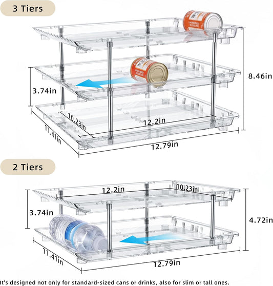 Can Organizer for Pantry, 3 Tier Stackable Soda Dispenser 1 Pack | Sodas Cans Drinks Organizer Stable, Stackable, Auto Rolling, 3 Tier, Space-saving for Kitchen, Fridge, Pantry Use
