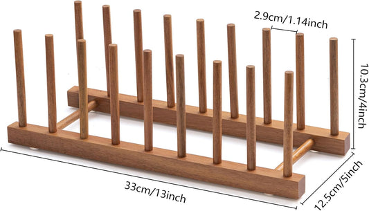 Bamboo Dish Plate Bowl Cup Book Pot Lid Cutting Board Drying Rack Stand Drainer Storage Holder Organizer Kitchen Cabinet(Keep Dry)