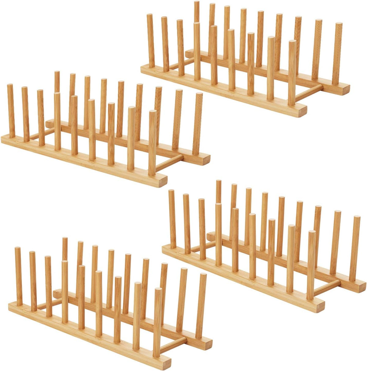 Bamboo Dish Plate Bowl Cup Book Pot Lid Cutting Board Drying Rack Stand Drainer Storage Holder Organizer Kitchen Cabinet(Keep Dry)