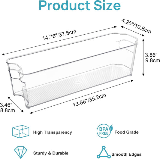 4Pcs Clear Breastmilk Storage Bags Container in Freezer Fridge | BPA-free Plastic Storage Bins, For Breast Milk Baby Pouches Formula Bottles and Yogurts, In Freezer Fridge and Pantry