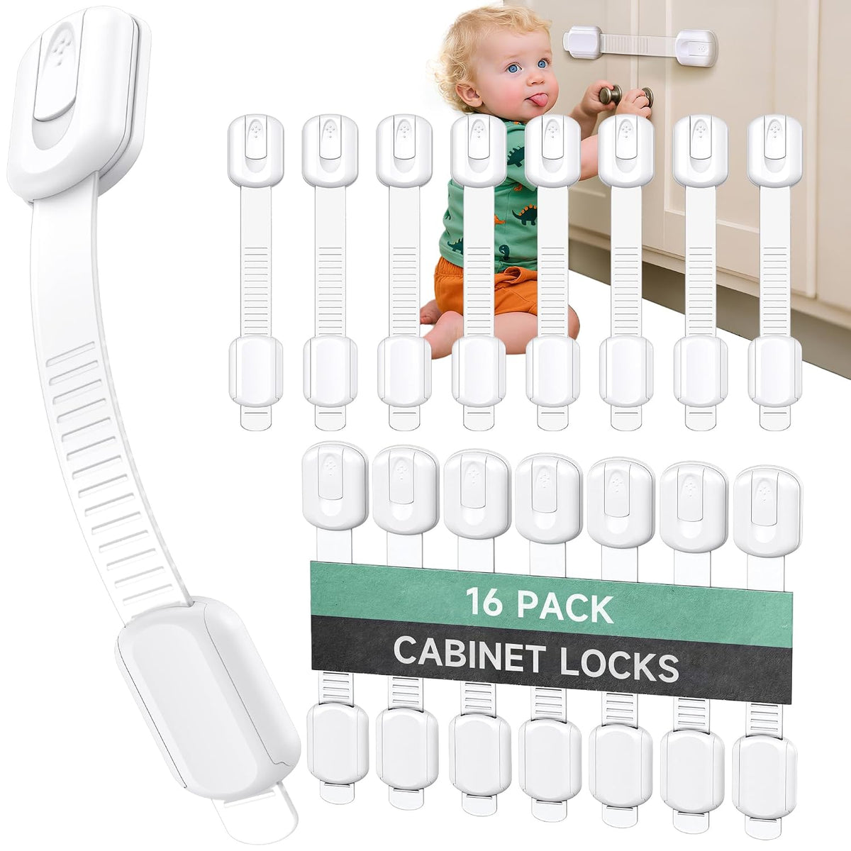 Infinno Cabinet Locks for Baby Proofing, Child Safety Latches, 12 Pack