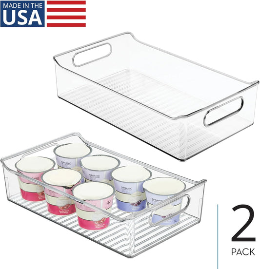 Stackable Storage Bin with Handles, Clear | For Pantry or Fridge, Made in USA