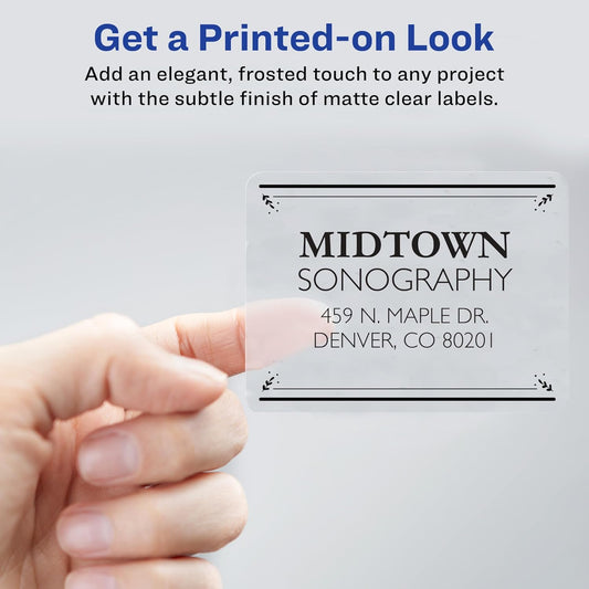 Full Sheet Printable Shipping Labels, 8.5" x 11", Matte Clear, 10 Blank Mailing Labels (18665)