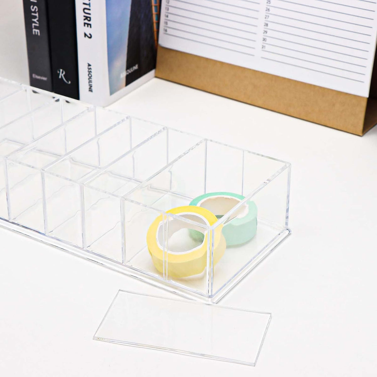 Drawer Organizer with 6 Compartments, Clear Desk Storage