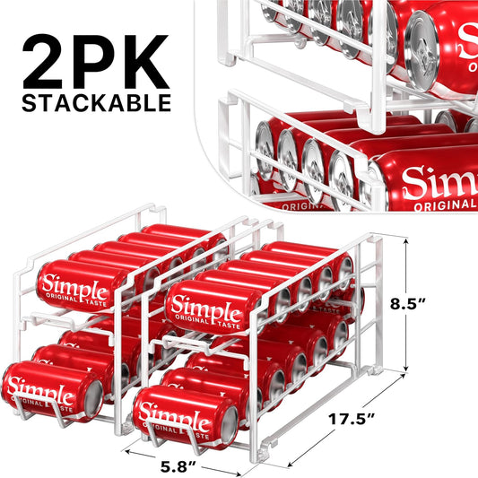 2-Pack Stackable Beverage Soda Can Dispenser Rack, White