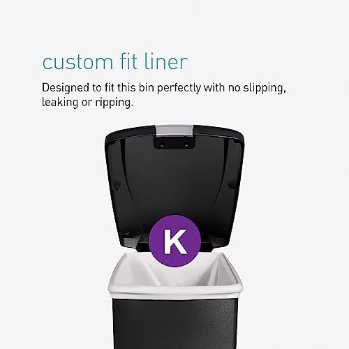 40 Liter / 10.6 Gallon Slim Kitchen Step Trash Can With Secure Slide Lock, Black Plastic