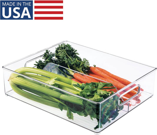 Divided Pantry Bin with Handle, Clear | For Pantry, For Refrigerator, For Freezer