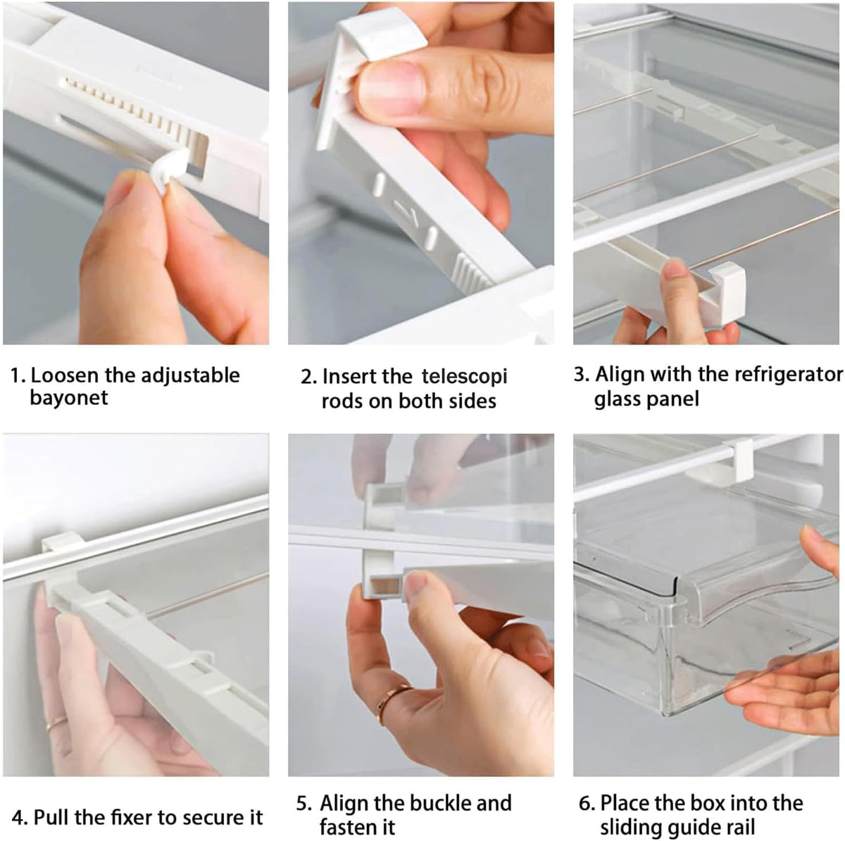 2 Pack Fridge Drawer Organizer - Egg Holder For Refrigerator Pull Out | Transparent Deli Drawer Organization Bin - Meat, Cheese - Sliding Storage Containers for Fridge Shelf Under 1.1"