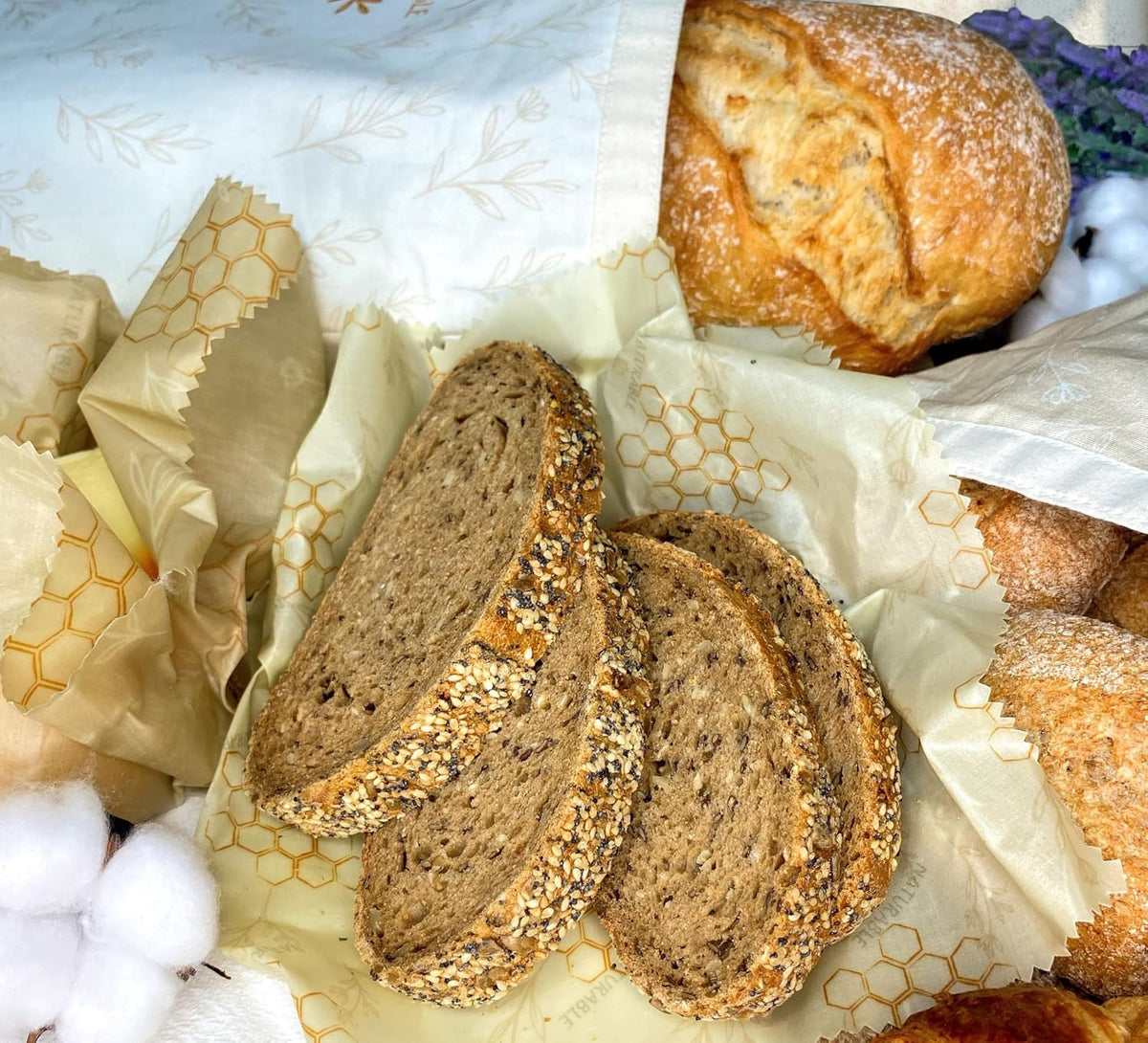 Beeswax Bread Bag for Homemade Bread & Beeswax Wrap Set
