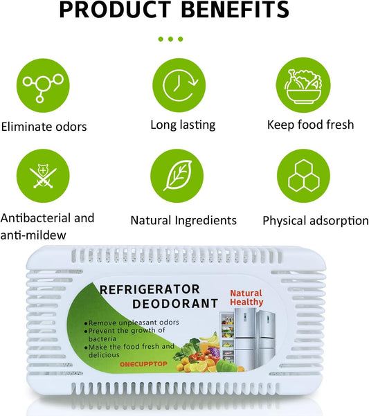 Refrigerator Deodorizer (6 Pack)-Fridge and Freezer Odor Eliminator,Natural Activated Charcoal Refrigerator Fight Odors