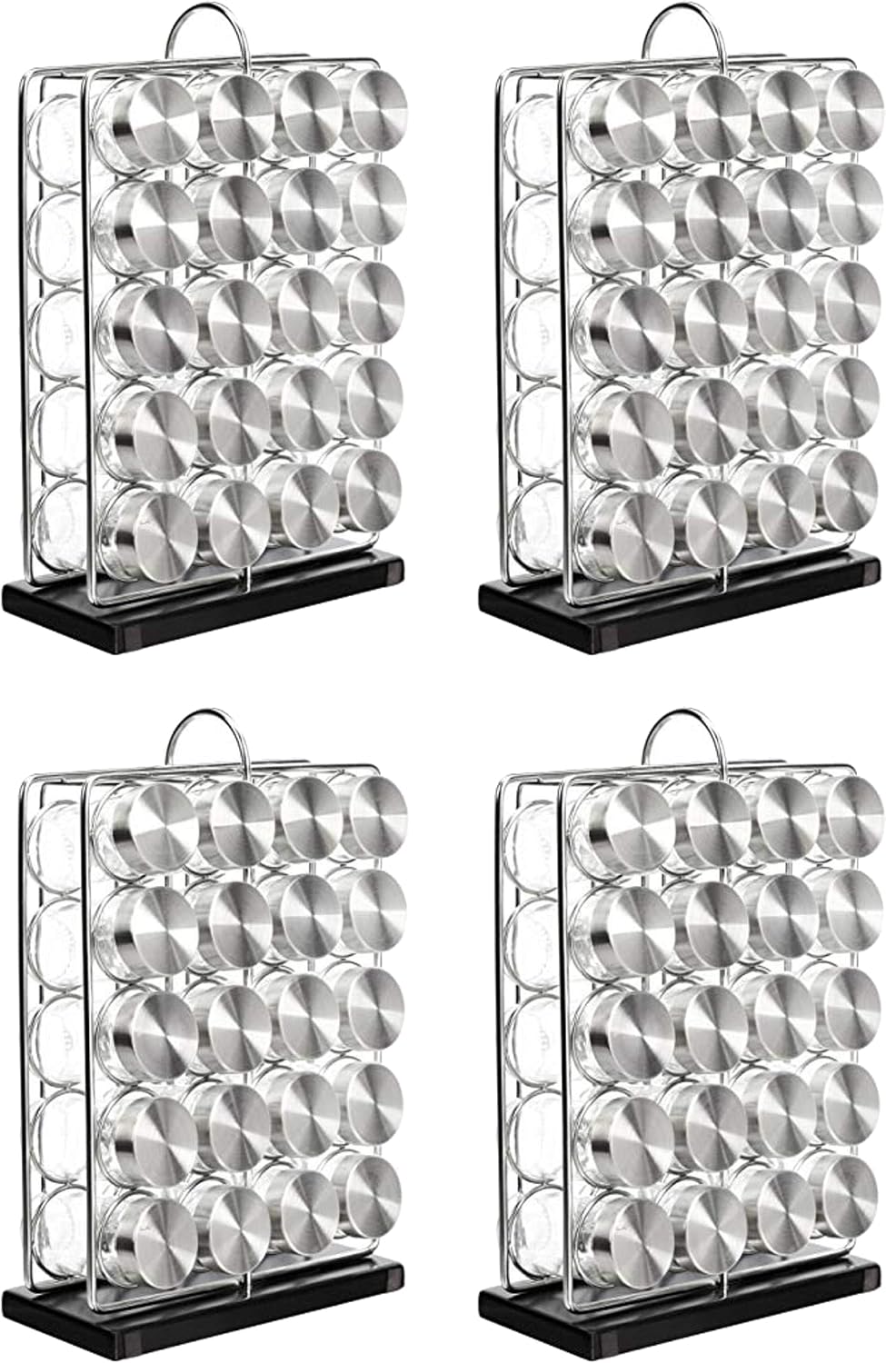 20 Jars Spice Rack Organizer, Space-Saving Kitchen Organizer with Glass Spice Jars, Sturdy, Silver