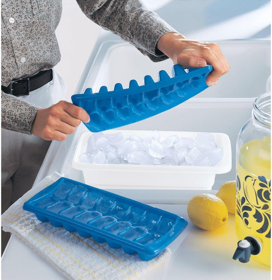 Ice Cube Bin, White, Holds 4 Trays, Compact Design, Durable Plastic