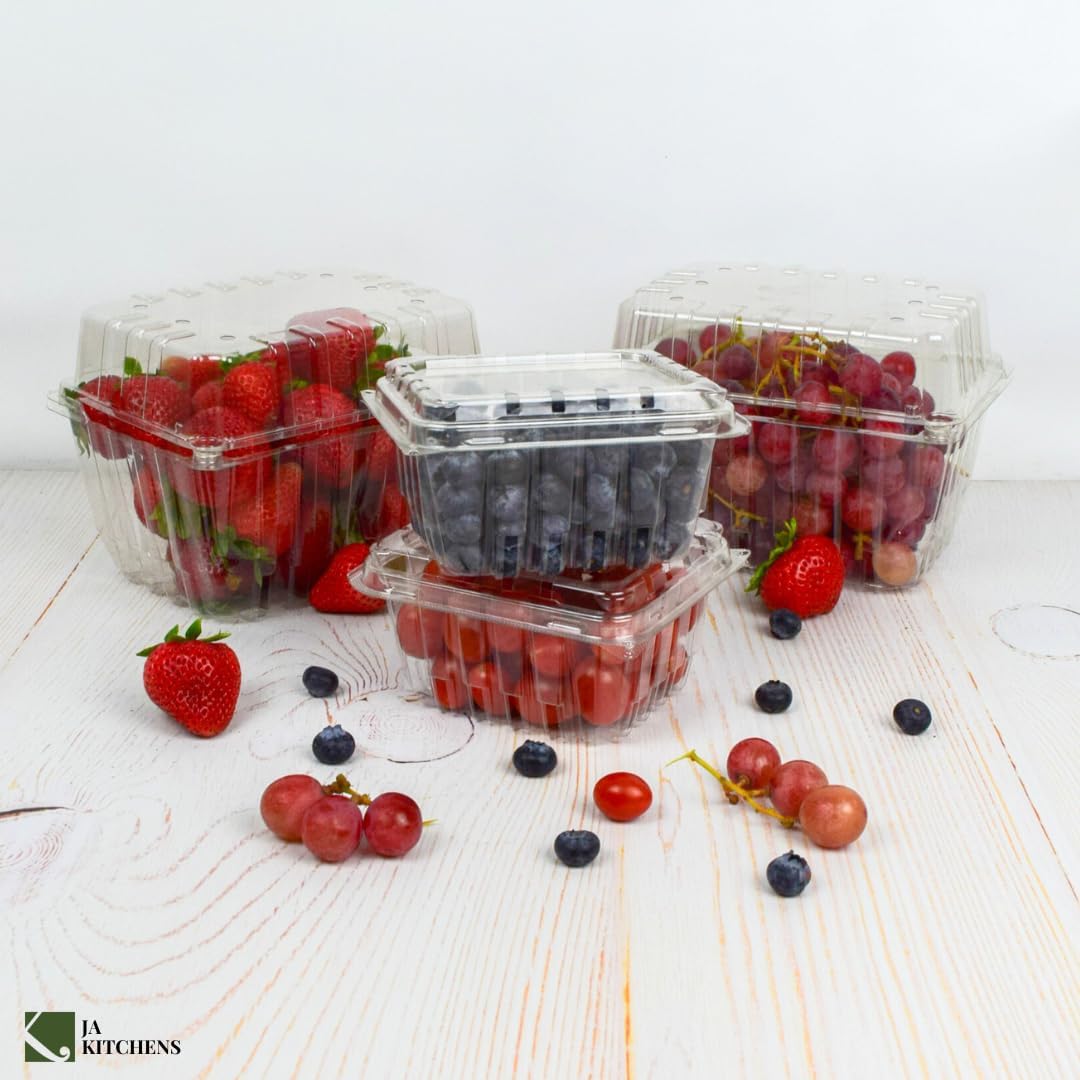 35 PACK - Plastic Berry Basket/Produce Containers - Pint Size for Blueberries, Raspberries, Strawberries