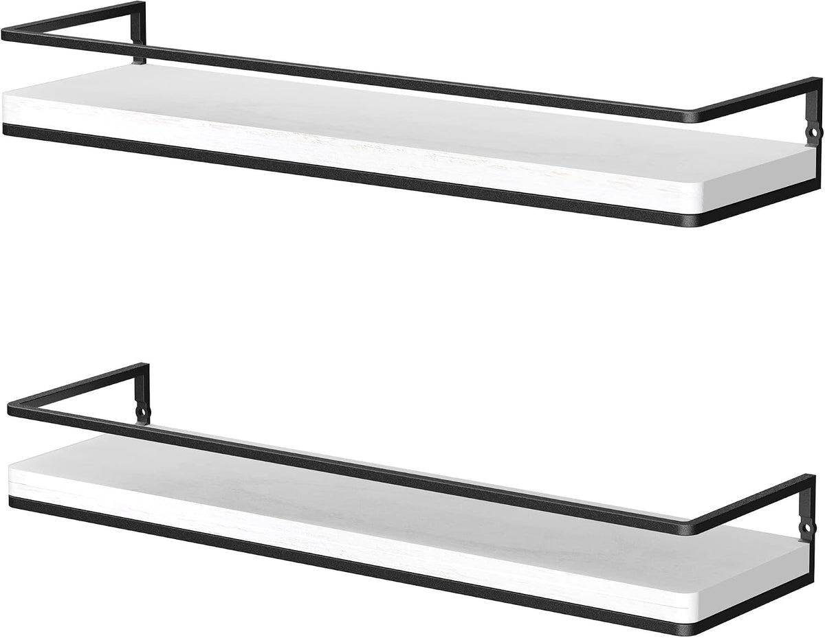 Floating Shelves Wall Mounted Set of 2, Rustic Wood Wall Storage Shelves for Bedroom,Living Room,Bathroom, Kitchen Torched Wood