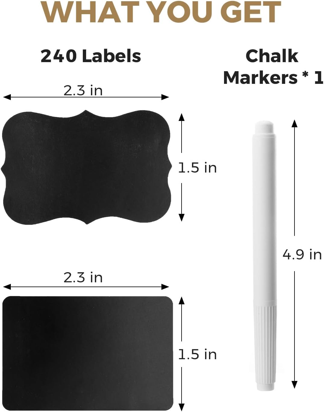 Chalkboard Labels, 240 PCS Waterproof Reusable Blackboard Stickers with 1 Chalk Marker for Mason Jars, Parties Decoration, Craft Rooms, Weddings, Storage, Home & Kitchen