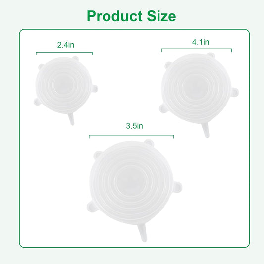 Small Silicone Stretch Lids – Reusable Food Covers,Flexible Silicone for Bowls, Containers, Fruits – Airtight & Leakproof Seal for Kitchen Storage (Transparent)