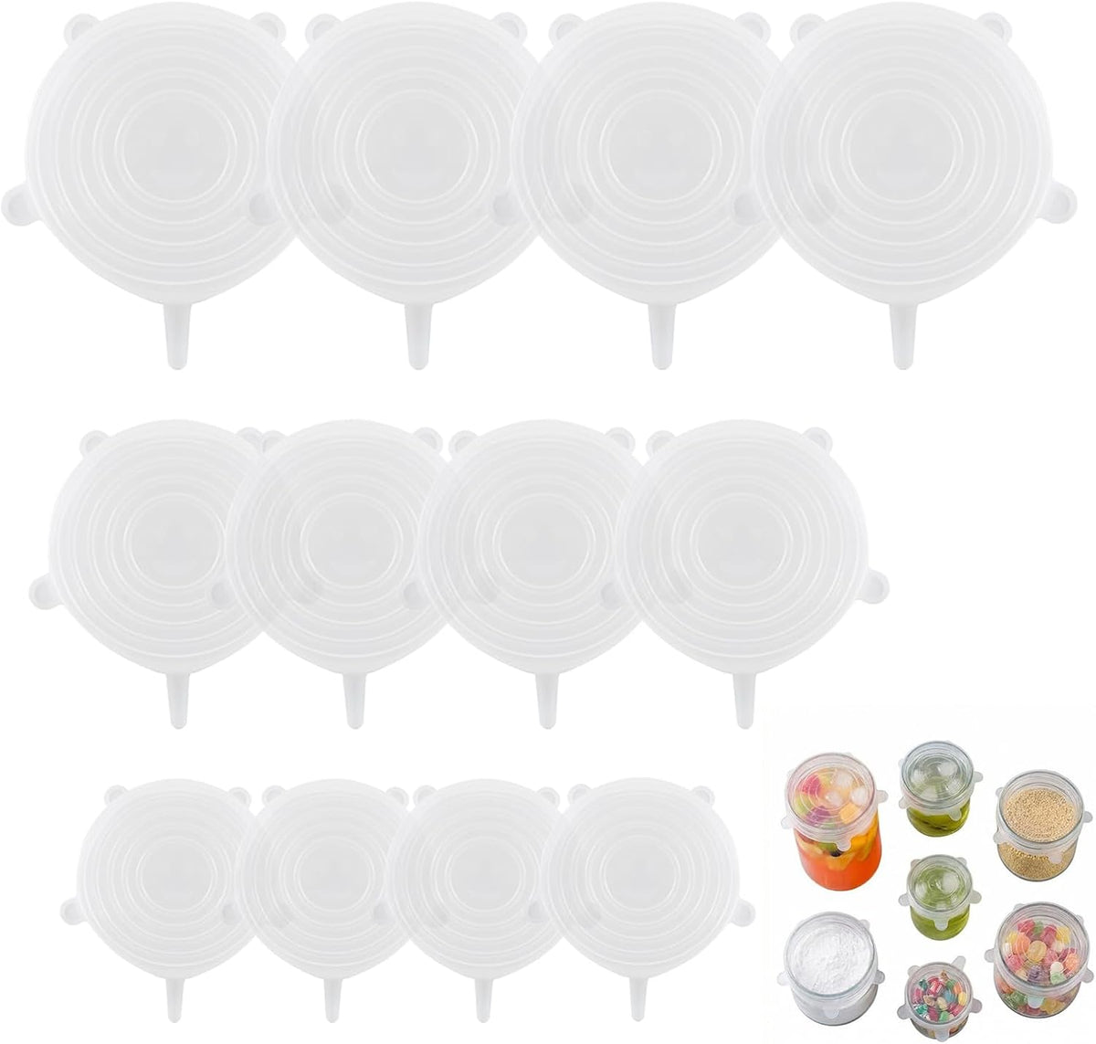 Small Silicone Stretch Lids – Reusable Food Covers,Flexible Silicone for Bowls, Containers, Fruits – Airtight & Leakproof Seal for Kitchen Storage (Transparent)