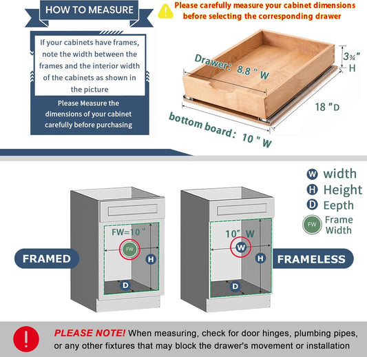 Pull Out Cabinet Drawers - 6x2 Size Options (12-23'W,18-21'D), Pre-Assembled with Soft Close Slides, Solid Beechwood, Easy Installation(21'W x 18'D)