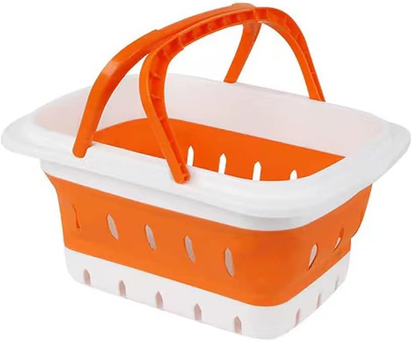 Plastic Caddy for Cleaning Supplies Products, Storage Collapsible Basket with Handles, Box Organizer Bin for Bathroom, Kitchen, College Dorm,Gym (Blue)