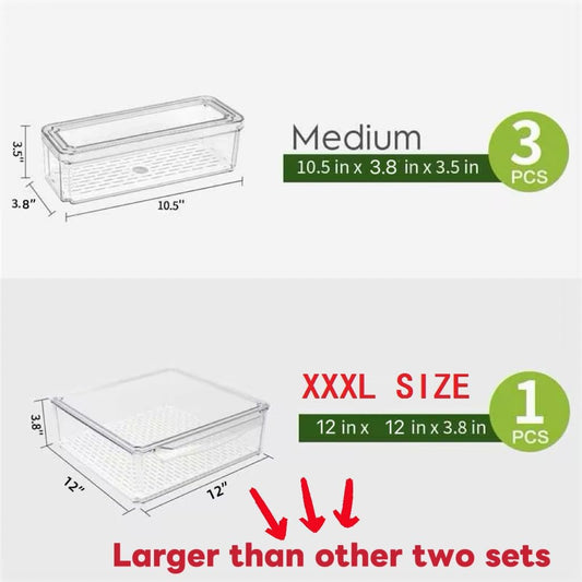 14 Pack Fridge Organizer, Stackable Refrigerator Organizer Bins with Lids, BPA-Free Fridge Organizers and Storage Containers for Fruit, Vegetable, Food, Drinks, Cereals, Clear