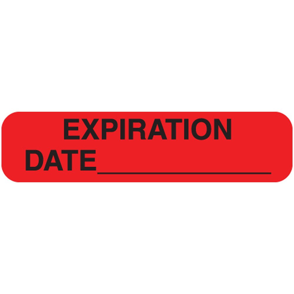 1-Y "Expiration Date" Permanent Paper Label, 1 9/16" x 3/8", Red, Pack of 1000