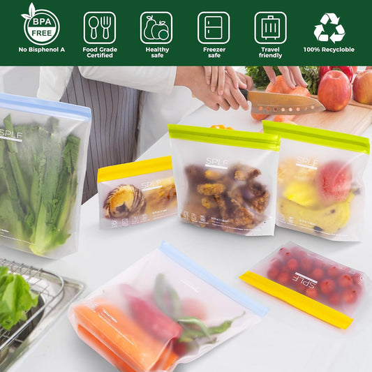 Stand-Up Reusable Quart Freezer Bags Dishwasher Safe