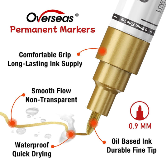 Oil Based Paint Markers, 5 Colors Fine Tip Permanent Paint Pens