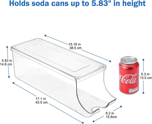 2 Pack Soda Can Organizer Dispenser for Refrigerator Fridge | Plastic Canned Food Pop Beverage Container Storage Bin with Lid for Freezer Rack Pantry Cabinet Cupboard Kitchen -Standard