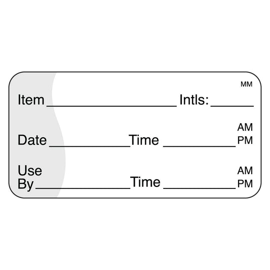 IT110117 Removable Item/Date/Time Use-by Shelf-Life Label, 1" x 2" (Roll of 1000)