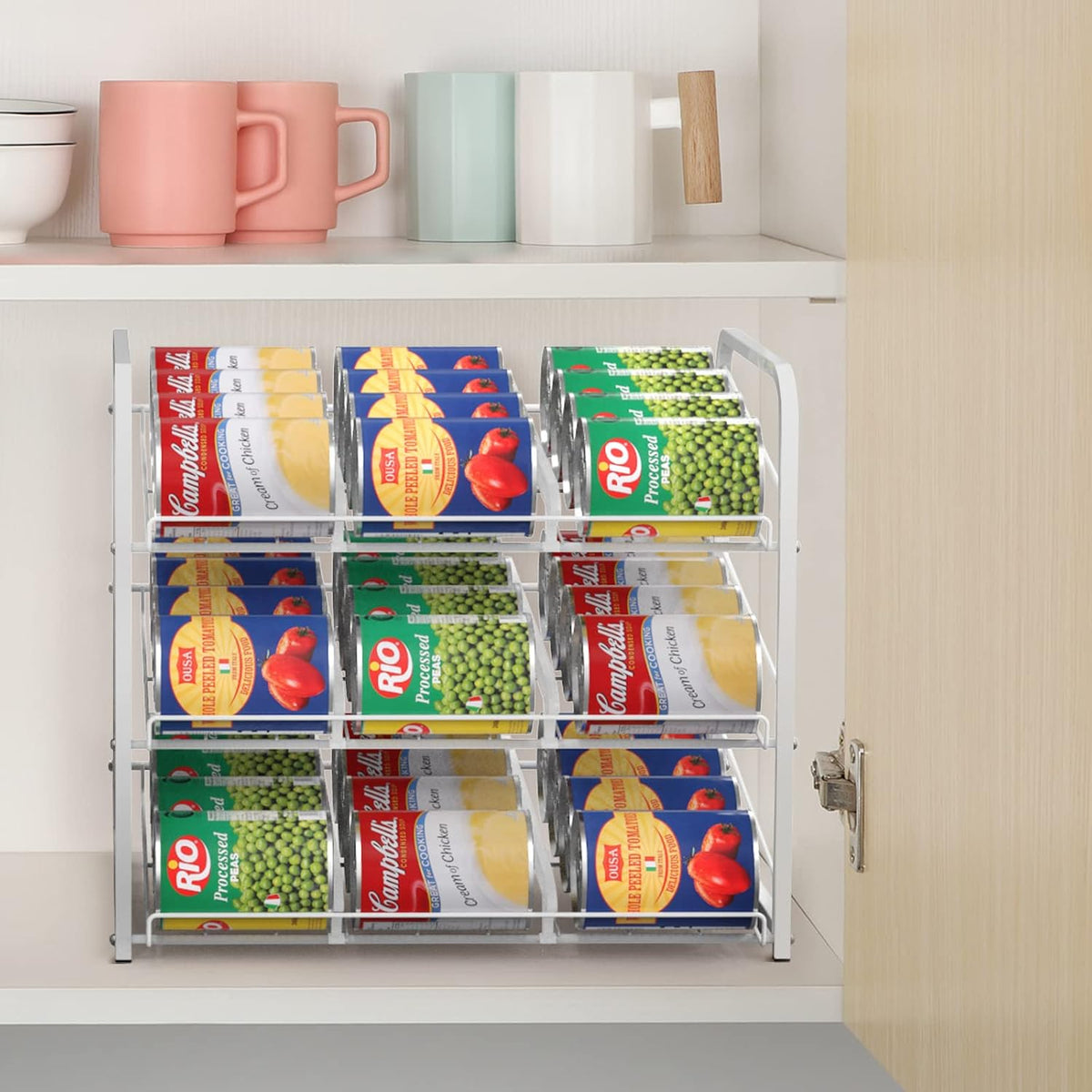 Can Organizer for Pantry Stackable 2 Pack, Can Storage Organizer Rack Stacking Can Dispensers Small Space Holds up to 36 Cans for Pantry, Kitchen, Cabinet- Brown
