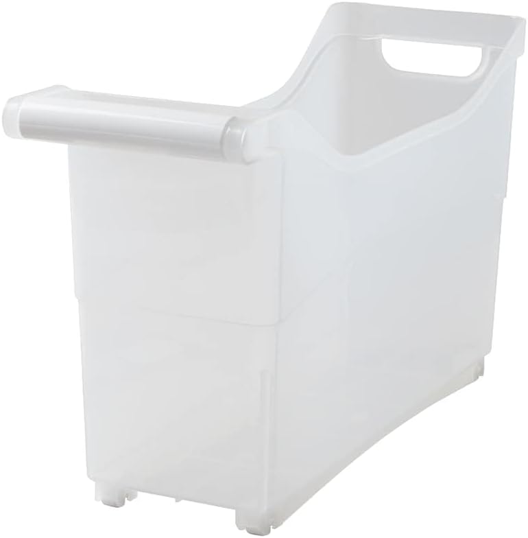 Storage Bin with Handle and Rolling Wheels for Kitchen Organization Plastic - Black