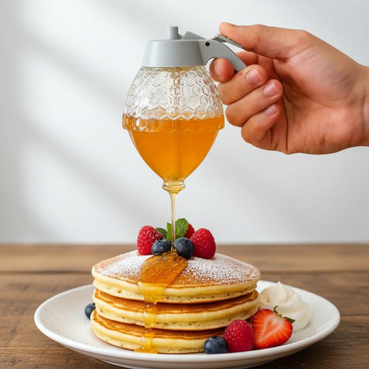 Maple Syrup Dispenser, Glass Honey Dispenser, 8 oz Honey Jar for Gifts