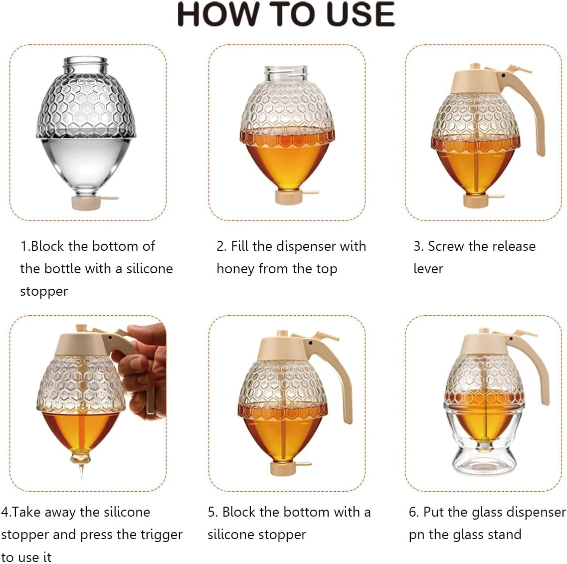 Maple Syrup Dispenser, Glass Honey Dispenser, 8 oz Honey Jar for Gifts