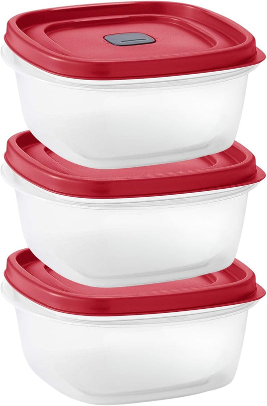 16-Piece BPA-Free Plastic Food Storage Set, Red Vented Lids - Microwave, Dishwasher Safe: Perfect for Meal Prep, Leftovers, and Kitchen Organization