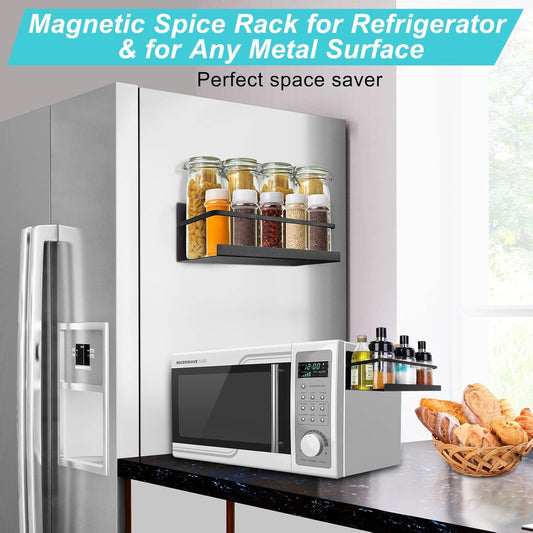 2 Pack Premium Quality Magnetic Spice Rack for Refrigerator, Strong Magnetic Spice Rack for Holding Jars, Perfect Space Saving Magnetic Shelf