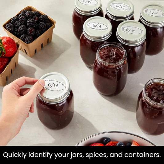 Dissolvable Food Labels - 300 Pack, White Rectangular, 1.1 x 2.25 in - Canning Jar Labels & Pantry & Freezer Container Stickers - 8 Unique Designs