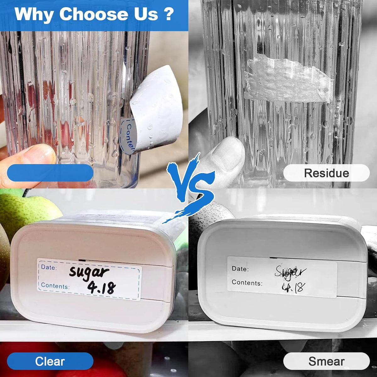 1000 Pcs 1"x3" Removable Freezer Labels for Food Containers | Waterproof Food Storage Labels for Containers, Oil Resistant No-Residue Easy Clean for Kitchen Restaurant Grocery Store Marke