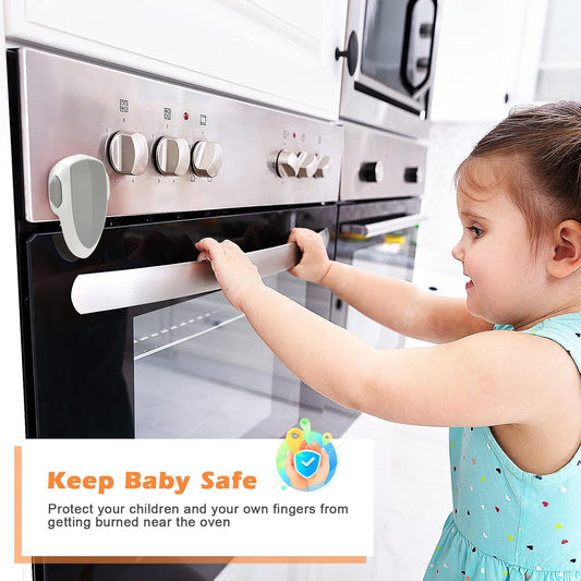2 PCS Oven Door Lock Child Safety, Oven Baby Proof Childproof Oven Front Lock Easy to Install and Use Heat-Resistant and Durable Material, with 3M Adhesive, No Screws or Drill(2pcs,White)