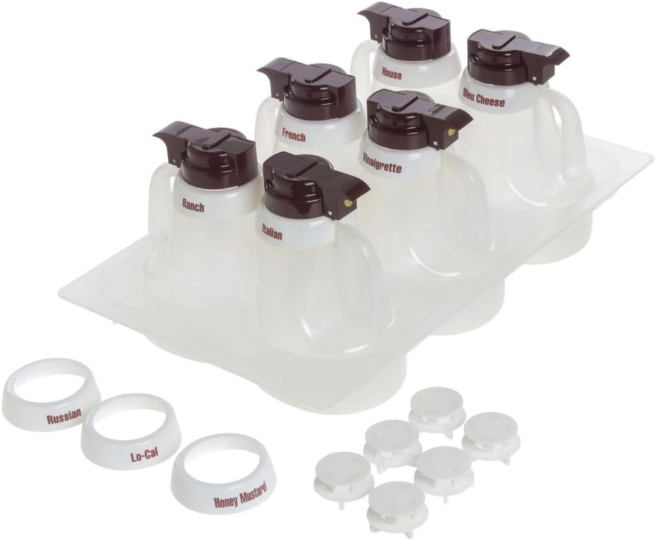 Clear Polypropylene Salad Dressing Dispenser Set - 20 5/8"L x 12 5/8"W x 8 1/4"H