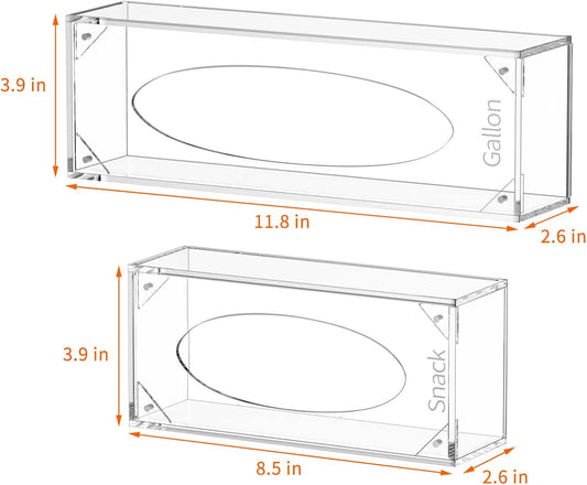 Food Bag Storage Organizer, Acrylic Kitchen Drawer Baggie Box, Compatible with Gallon, Slider Quart, Freezer, Sandwich, Snack, Variety Size Bags, 4 separate Pack(Clear)