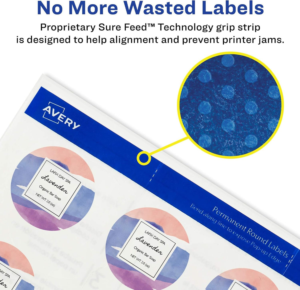 Printable Round Labels with Sure Feed, 2" Diameter, Glossy Clear, 120 Customizable Labels (22825)